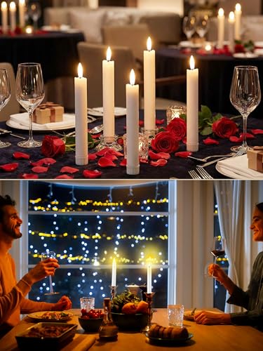 Funtery Classic Style 6.5-inch Flameless LED Taper Candles with Remote - White, 48 pcs