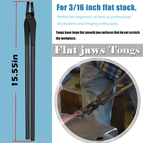 Blacksmith Tongs Tools Set - 5-Piece Forging Tongs for Knife Making & Heavy Duty Use - Flat, Square, Bolt, Blade, Wolf Jaw