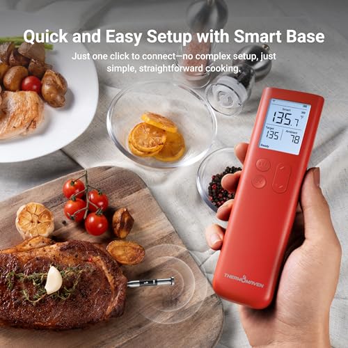 ThermoMaven Sub-1G Wireless Meat Thermometer with Standalone Base - Red