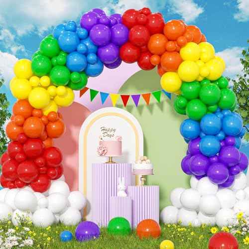 Rainbow Balloon Arch Kit - 211Pcs 8 Assorted Colors Balloon Garland Kit for Birthday Party Kids Baby Shower Wedding Anniversary Christmas Pride Rainbow Colorful Supplies Party Decorations