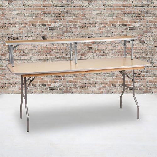 Wood Bar Top Riser with Silver Steel Legs for Catering & Events