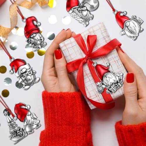 Sumind 6 Pcs Christmas Gnome Ornaments with Santa Hat Holiday Tree Decorations