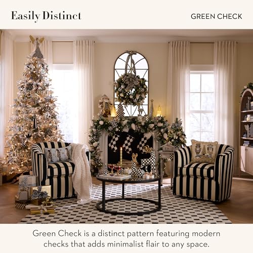MacKenzie-Childs Green Check Large Christmas Bow for Wreaths & Gifts - Green & White