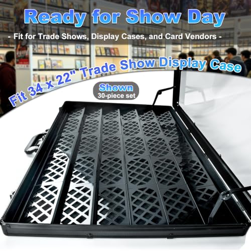 Diamond Grid 30 Modular Trade Card Risers - Black Acrylic Display Set