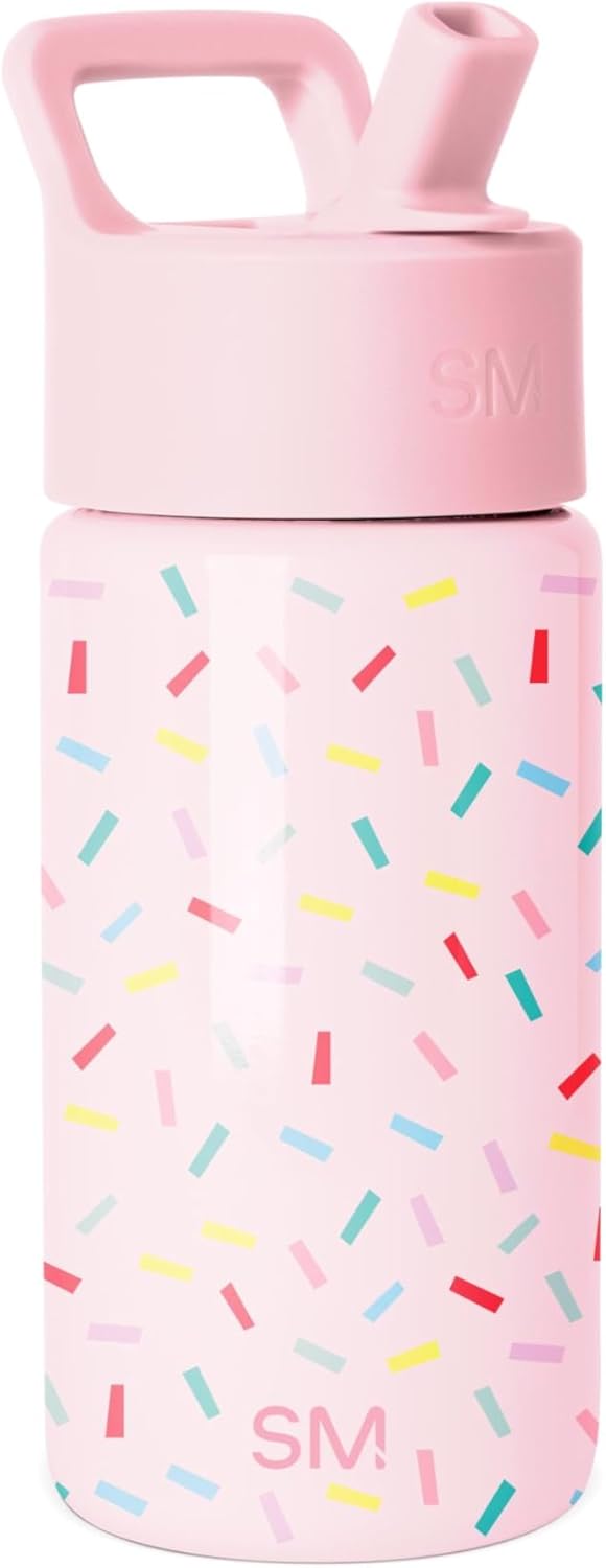 Simple Modern Kids Summit Water Bottle - 14oz Insulated Stainless Steel Tumbler with Straw Lid | Confetti