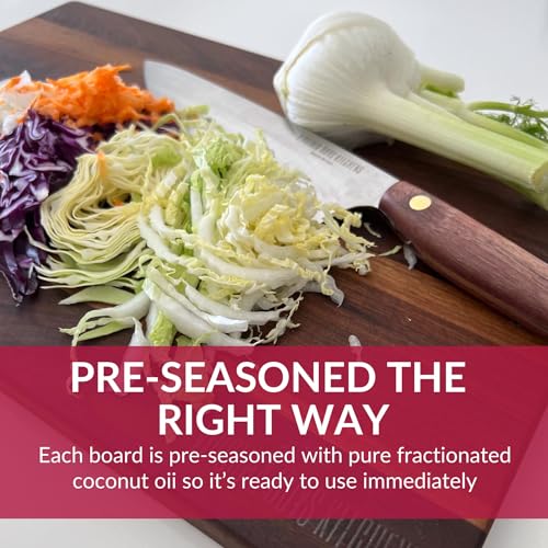 Walnut Wood Reversible Cutting Board - Made in USA, Food Safe & Knife-Friendly