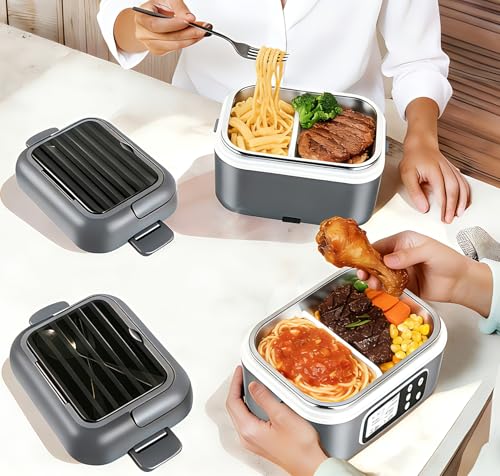 27000mAh Cordless Heated Lunch Box - Gray, 6.3 Cups, Fast Heating & Leak-Proof Container with Bag