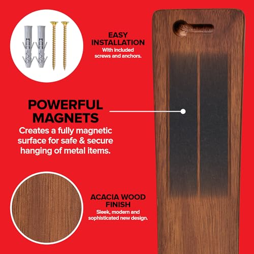 Modern Innovations 24 Inch Acacia Wood Magnetic Knife Strip - Kitchen Organizer