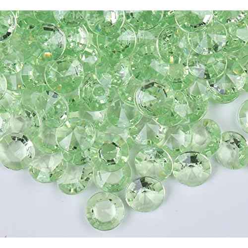 1000pcs/ Pack Wedding Table Acrylic Diamond Scatter Crystals Confetti Acrylic Gems Vase Fillers Rhinestones for Wedding, Bridal Shower, Vase Beads Decorations (10mm, Pale Green)