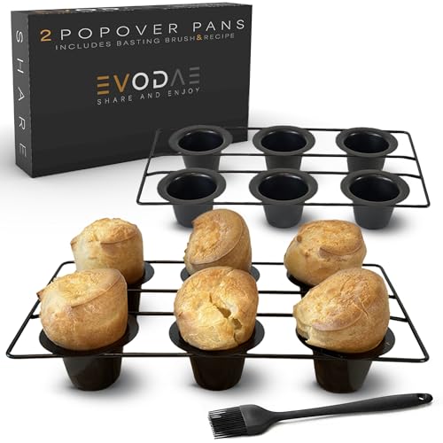 12-Cup Carbon Steel Popover Pans Set of 2 - Nonstick, PFOA & PTFE Free