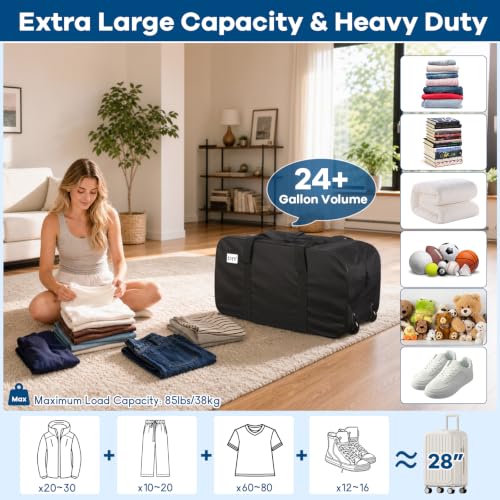 Heavy Duty Wheeled Duffel Bags 92L Large Travel Storage 2 Pack