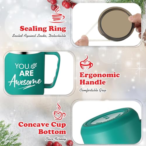 6-Pack Christmas Insulated Coffee Mugs with Lids & Straws - Thank You & Holiday Gifts