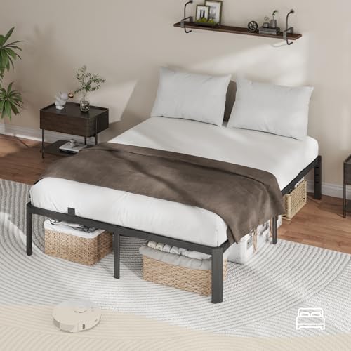 King Size Heavy Duty Metal Bed Frame - 14 Inch Noise-Free Platform Bed with Storage - Variation of THIS listing
