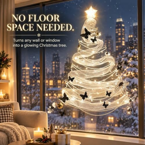 DIY Beaded Wall Christmas Tree Kit with Lights - Modern Holiday Decor