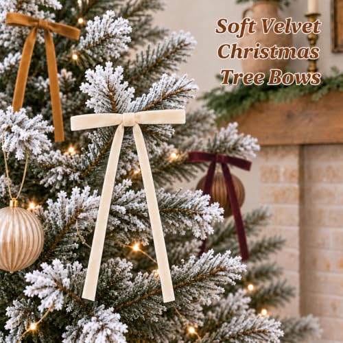 24 Pcs Brown Velvet Bows for Christmas Tree, Decor