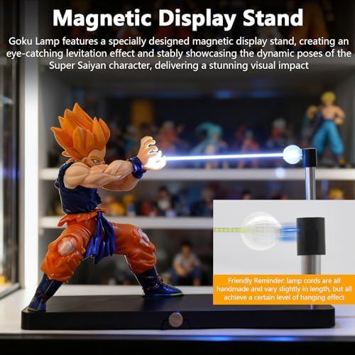 Magnetic Super Saiyan Lamp with LED Lighting Effect - Goku Kamehameha Night Light