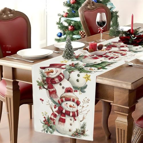 Baccessor Christmas Snowman Table Runner 13x90 Inches Winter Holiday Decor