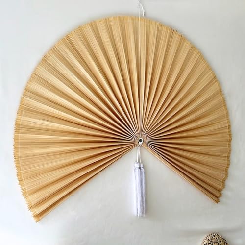 ChumDecor Ivory 60-Inch Bamboo Wall Fan Decor - Japanese Feng Shui Statement Piece