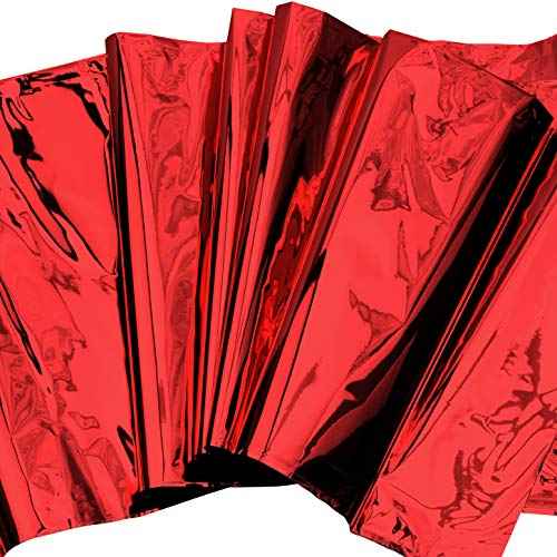 Red Foil Tablecloth Plastic Table Cover Rectangle Tables Tinsel Foil Table Cloth for Wedding Anniversary Birthday Graduation Bachelorette Thanksgiving Christmas Party, 54 x 108 Inch, 2pc