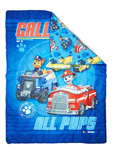 Paw Patrol Calling All Pups Boys 4-Piece Toddler Bedding Set - Comforter Sheet Pillowcase Blue