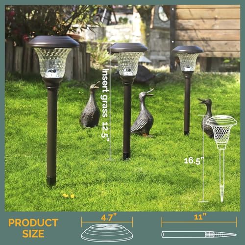 GIGALUMI Brown Solar Garden Lights 8 Pack with Metal & Glass Construction