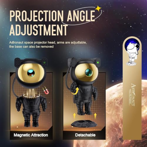 Galaxy Projector for Gaming Room Decor - Black Astronaut Nebula Light with Remote