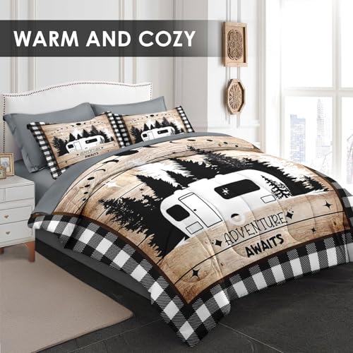 Camping Queen Comforter Set with Sheets - 7 Pieces RV Camper Bedding - Queen / Campervan
