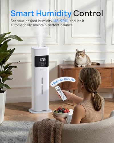 Akacozie White Warm & Cool Mist Humidifier for Large Rooms with Essential Oil Diffuser