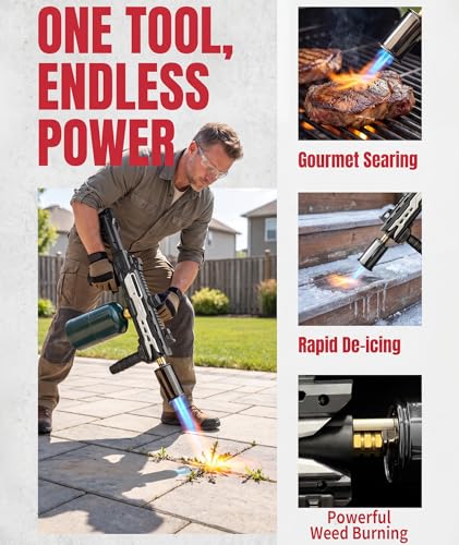 MEIRUBY Black Silver Propane Torch Gun for Culinary & Outdoor Use – Searing, Camping, Charcoal Starter