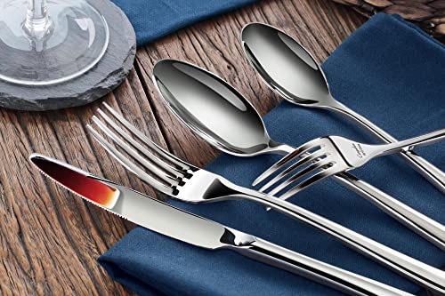Cangshan Rain II 20-Piece Stainless Steel Flatware Set - Mirror Finish, Ergonomic Handles