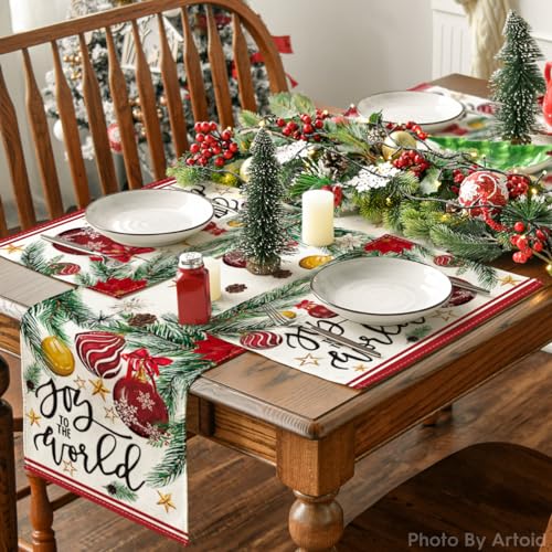 Artoid Mode Christmas Red Placemats Set of 6, 12x18 Inch Holiday Table Decor
