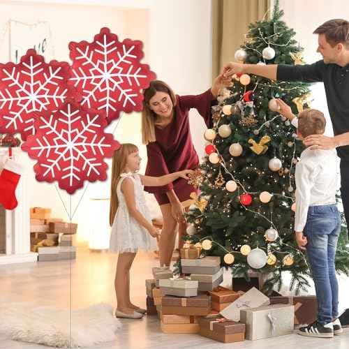 BELSITA 3pcs Christmas Balloons Snowflake Aluminum Foil Balloons Red Big Balloons Cute Cartoon Balloon Arch Kit for Christmas Party Supplies Accessories