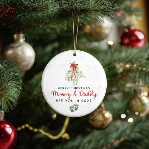 Pregnancy Announcement Christmas Ornament - Expecting Baby 2027 Gift for New Parents