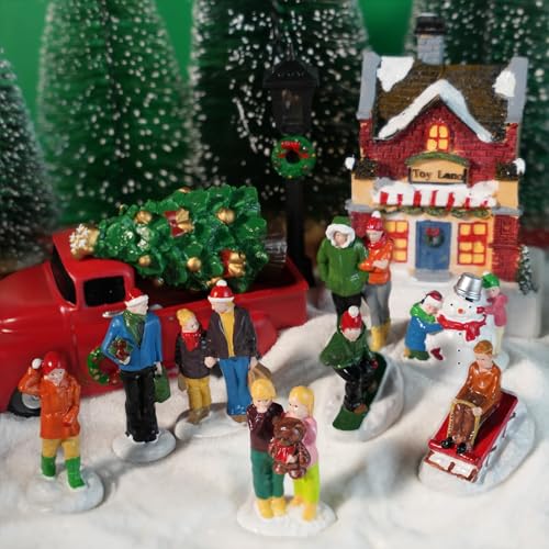 Rileryan 8 PCS Miniature Christmas Village People Figurines - Variation A