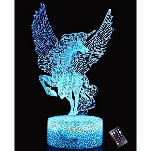 LETOUR Night Light for Kids Horse 3D Night Light Porpoise Illusion Lamp with Remote Control 16 Color Changing Xmas Halloween Birthday Gift for Child Baby Boy,Valentines Day Gifts for Kids