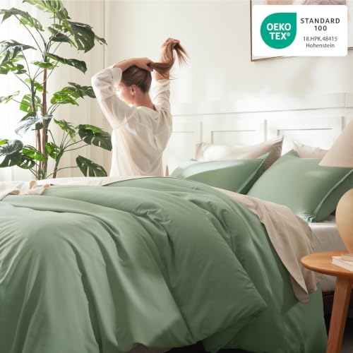 Litanika King Sage Green Comforter Set 3 Pieces - Lightweight Boho Bed Bedding