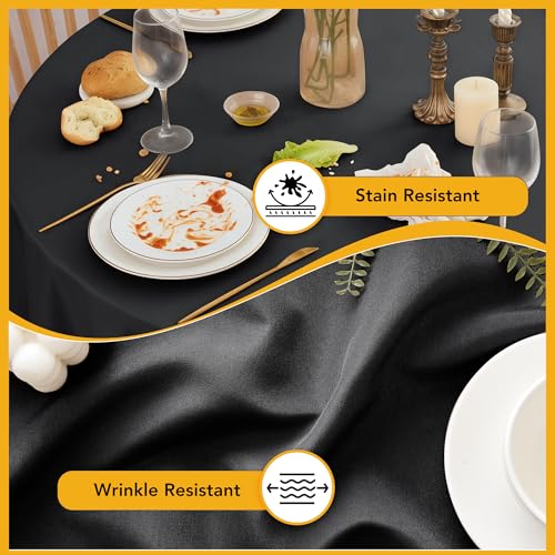 Dailyset 10-Pack Black Round Tablecloths 108 Inch for 4-5 Ft Tables - Wrinkle & Spill Resistant Polyester