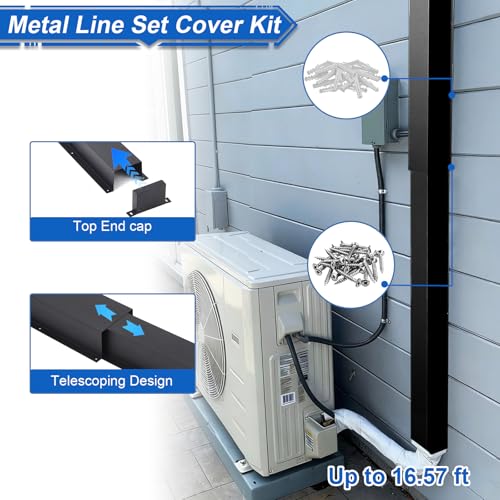 Moxweyeni Black Metal Line Set Cover Kit - 4x3 inch x 40 inches, 5 Pack for AC & Heat Pumps