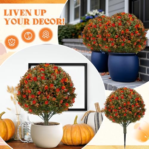 Lunmon 2 Pack 24-Inch Artificial Orange Topiary Trees for Outdoor Decor