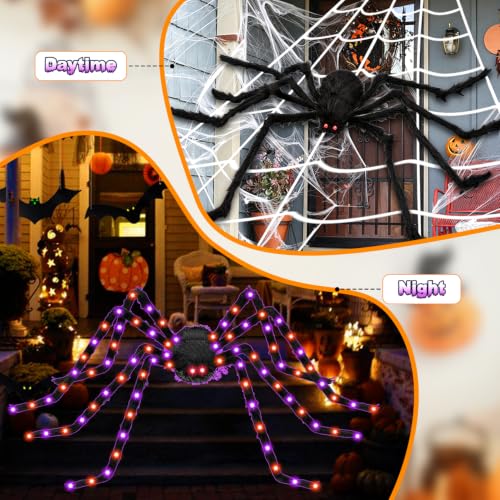 Halloween Outdoor Spider Web Lights with 250 LEDs & 8 Modes - Dark Purple & Orange