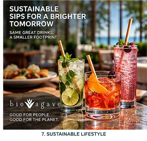 Biodegradable 8.25" Standard Straws Made From Agave 2400 Pcs | Plant