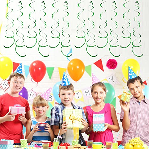 30 Pieces Green Party Swirl Decorations Sparkle Hanging Swirls Whirls
