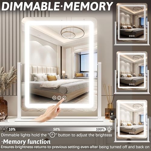 Lighted Vanity Mirror with Lights - 22 Inch LED Makeup Mirror, Dimmable & Touch Control, White Variation
