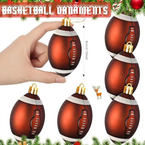Leitee 18 Pcs Football Christmas Ornaments 2.36 Inch Plastic - Holiday Decor