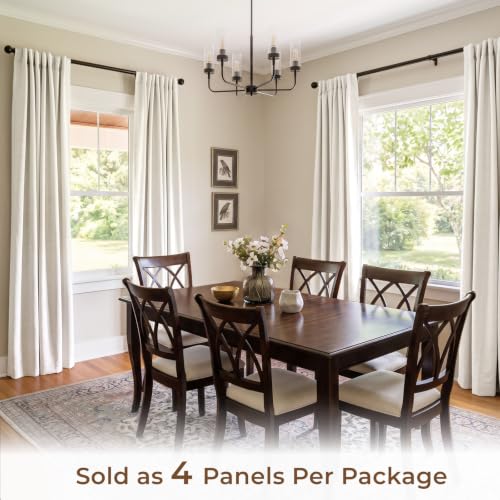 INOVADAY 4-Panels Linen Blackout Curtains 42W x 84L Set of 4 - Cream