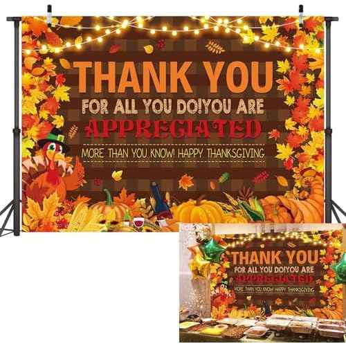 Fall Thanksgiving Backdrop Fall Thank You for All You Do Photography Backgound Thanksgiving Appreciated Friendsgiving Give Thanks Party Decorations Banner Supplies Photo Props (2.1x1.5m)