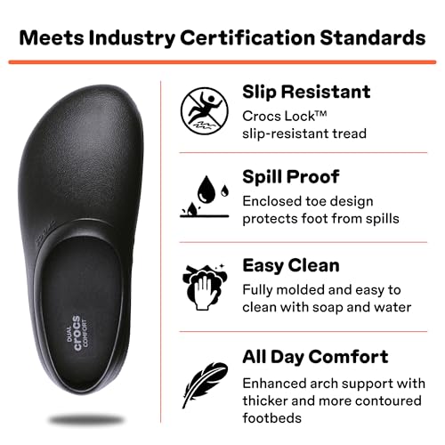 Crocs Unisex On The Clock Clog Slip Resistant Shoes - Black / 7 Women / 5 Men