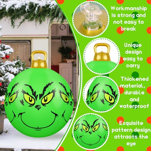 Denylo Pro 1 Pc 23.6-Inch Green Inflatable Christmas Ball Holiday Decor