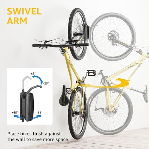 monTEK Swivel Bike Wall Mount 4 Pack - Vertical Garage Bicycle Racks