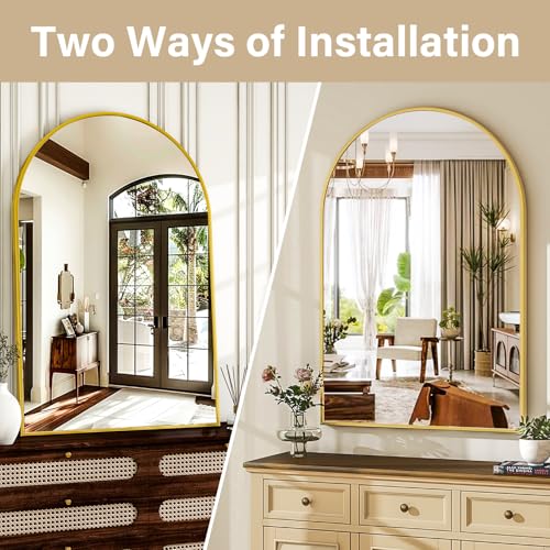 Gold Arched Wall Mirror 30x40 Inches - Elegant Bathroom Vanity Mirror - Variation: Gold-1pcs